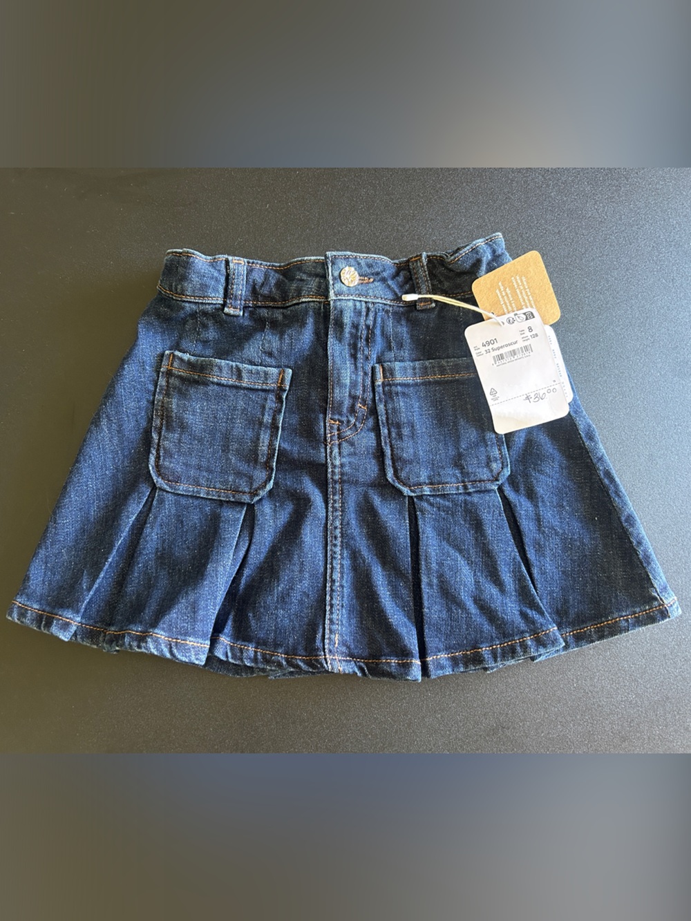 Dark Blue Denim Child’s skirt with Patch Pockets